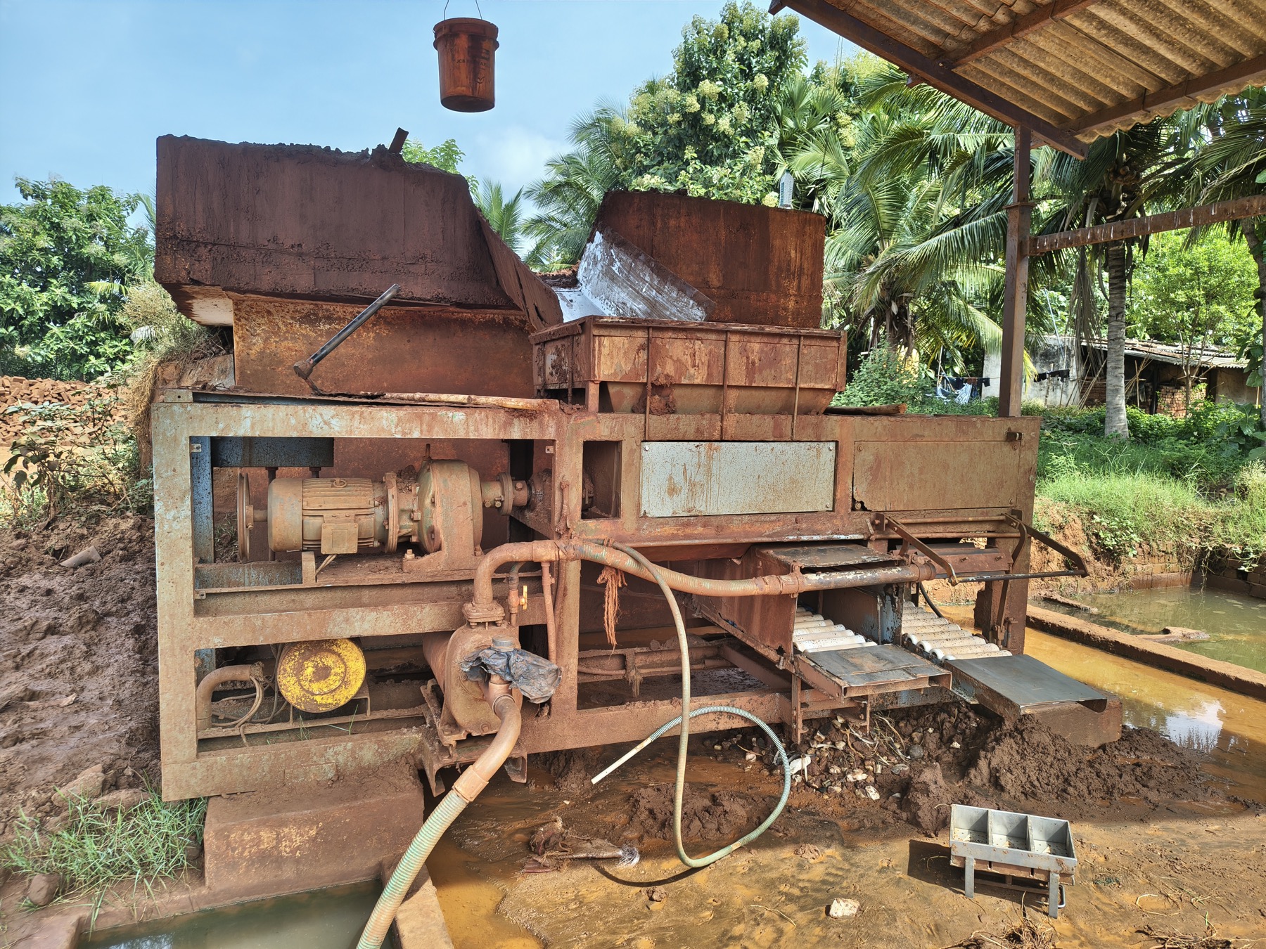 Clay mixing machine at the manufacturing unit